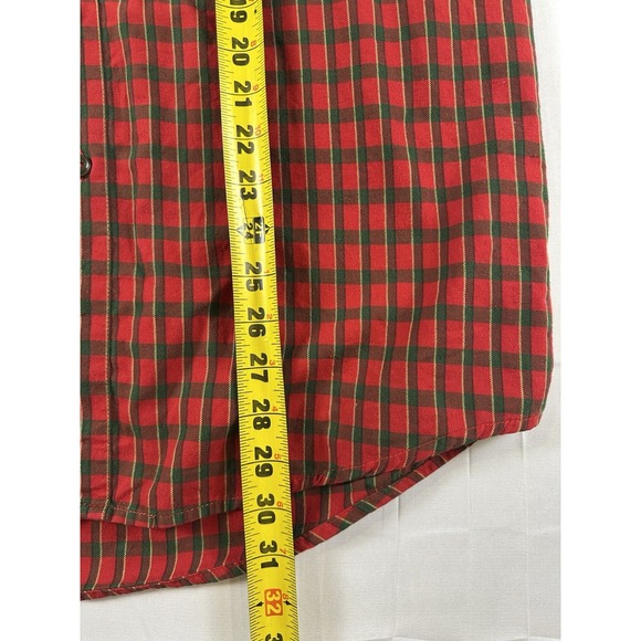 Vintage Patagonia Button Down Shirt Red Green Plaid Cotton Men's Medium USA Made - Picture 10 of 11